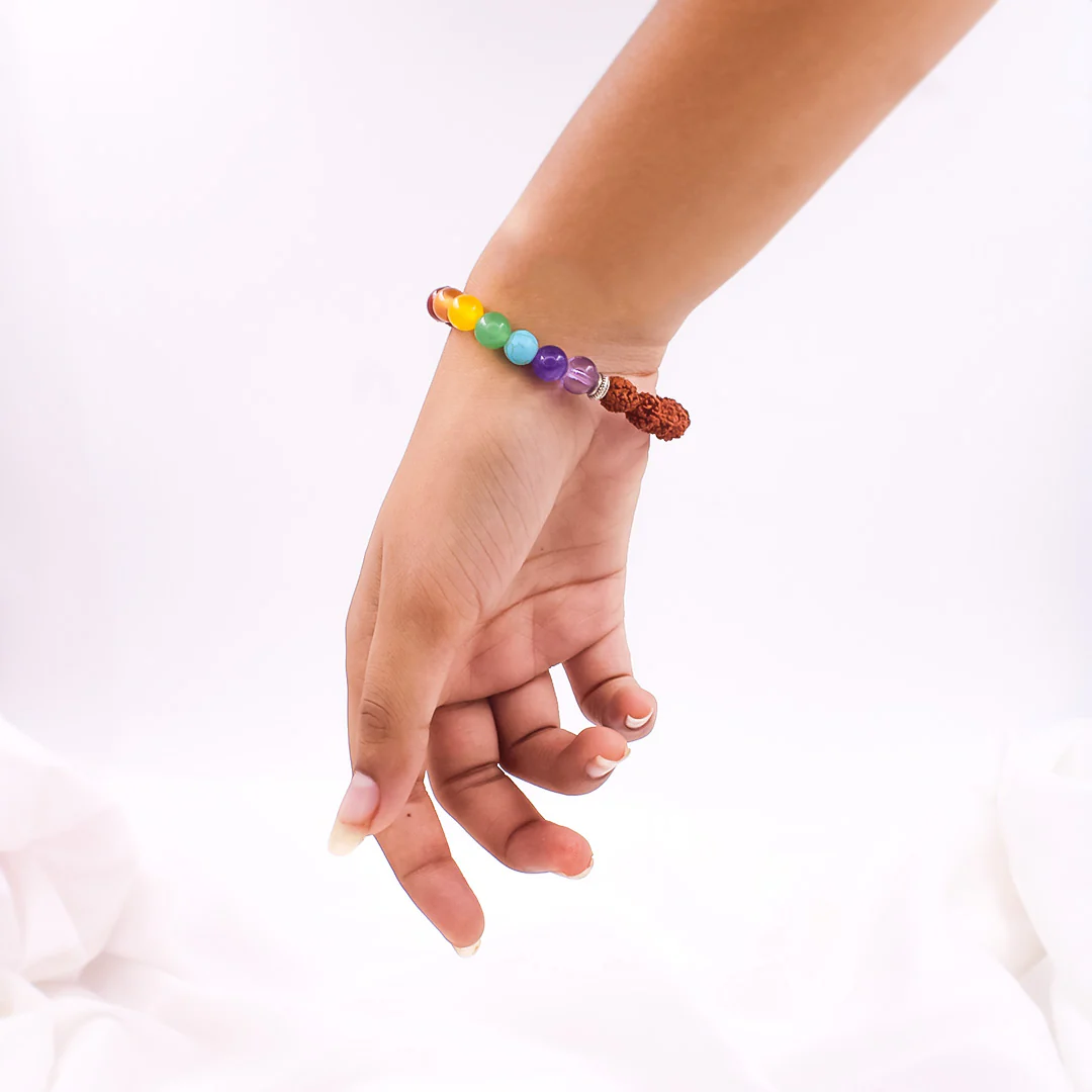 7 Chakra + Tiger Stone Rudraksha Bracelet - Image 3