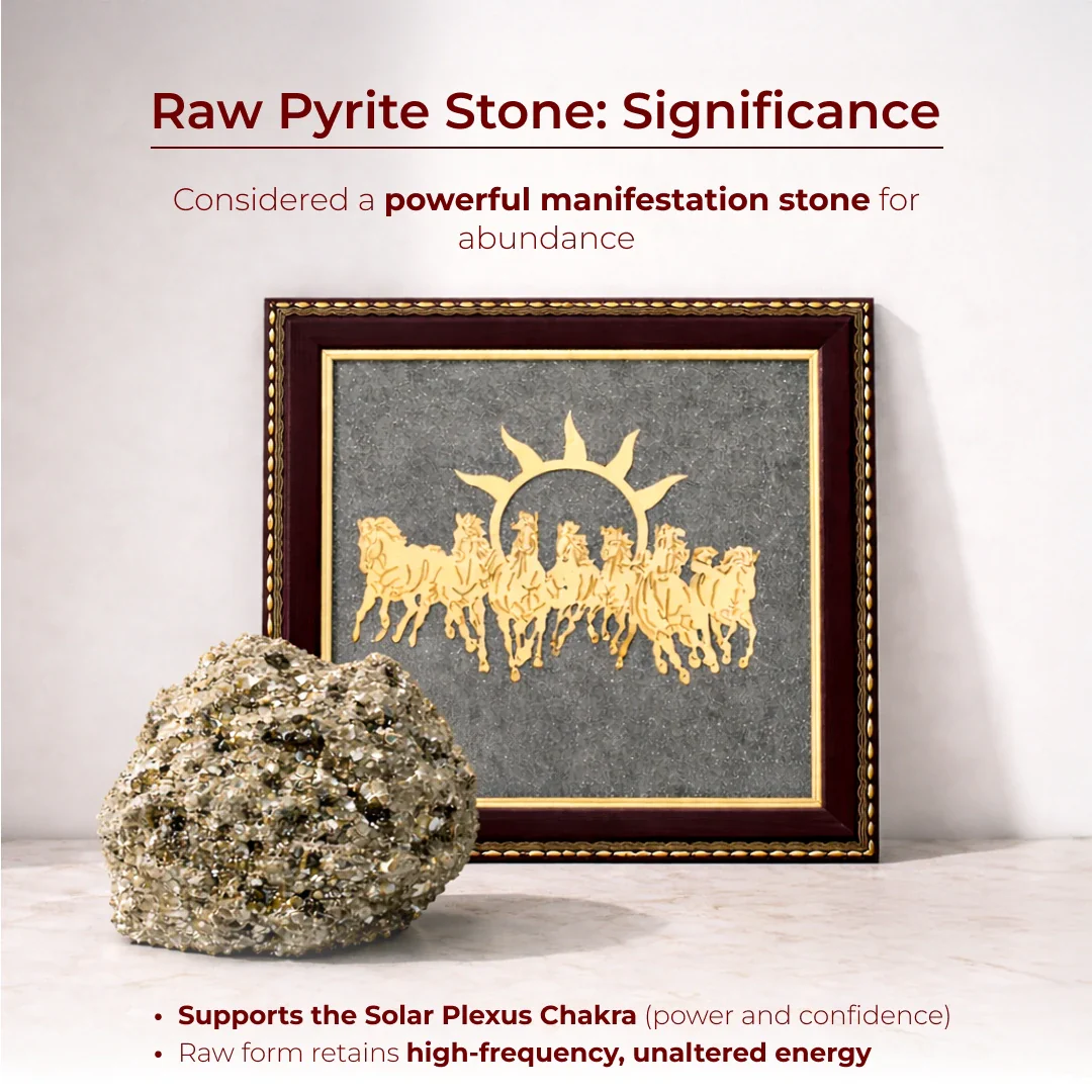 7 Horses Raw Pyrite Frame for Vastu & Prosperity - Image 5