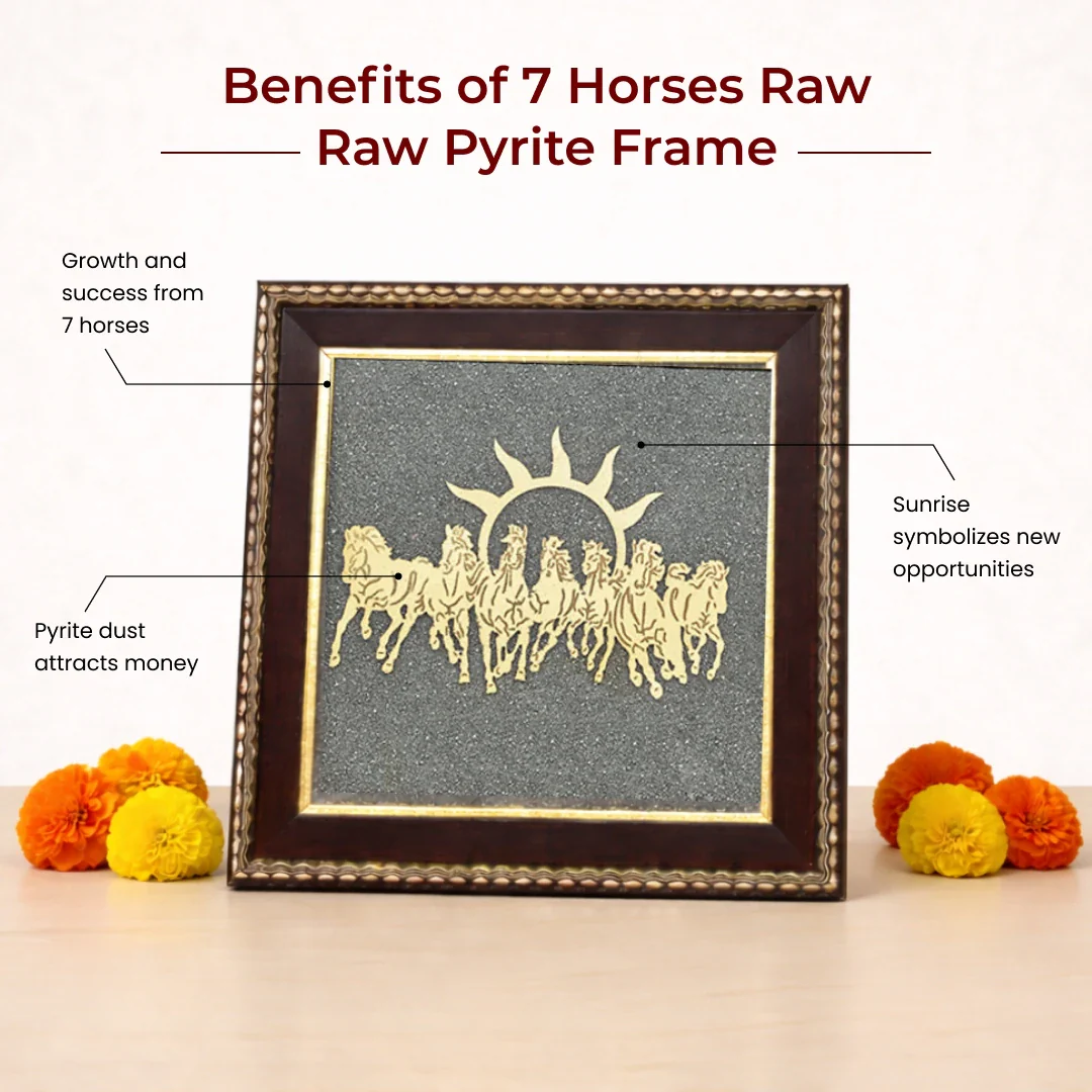 7 Horses Raw Pyrite Frame for Vastu & Prosperity - Image 6