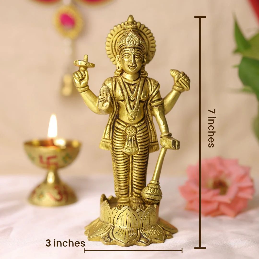 Brass Standing Vishnu Idol - Image 4
