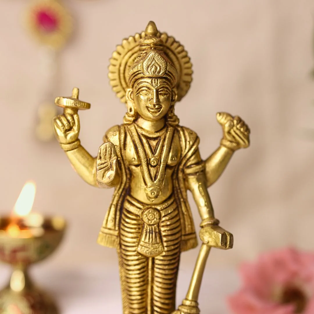 Brass Standing Vishnu Idol - Image 6