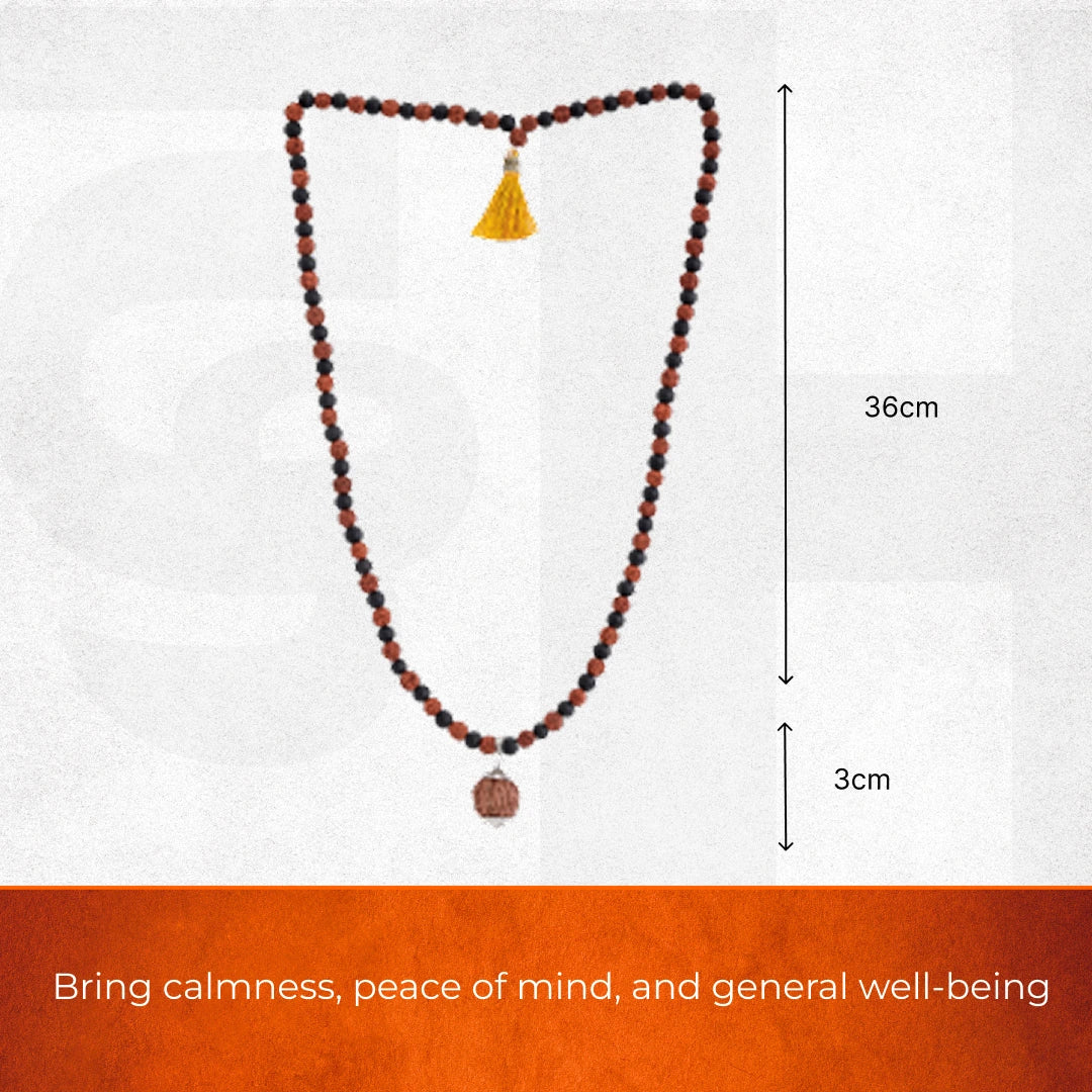 Divine Karungali & Rudraksha Mala with Sacred Mukhi Rudraksha - Image 4