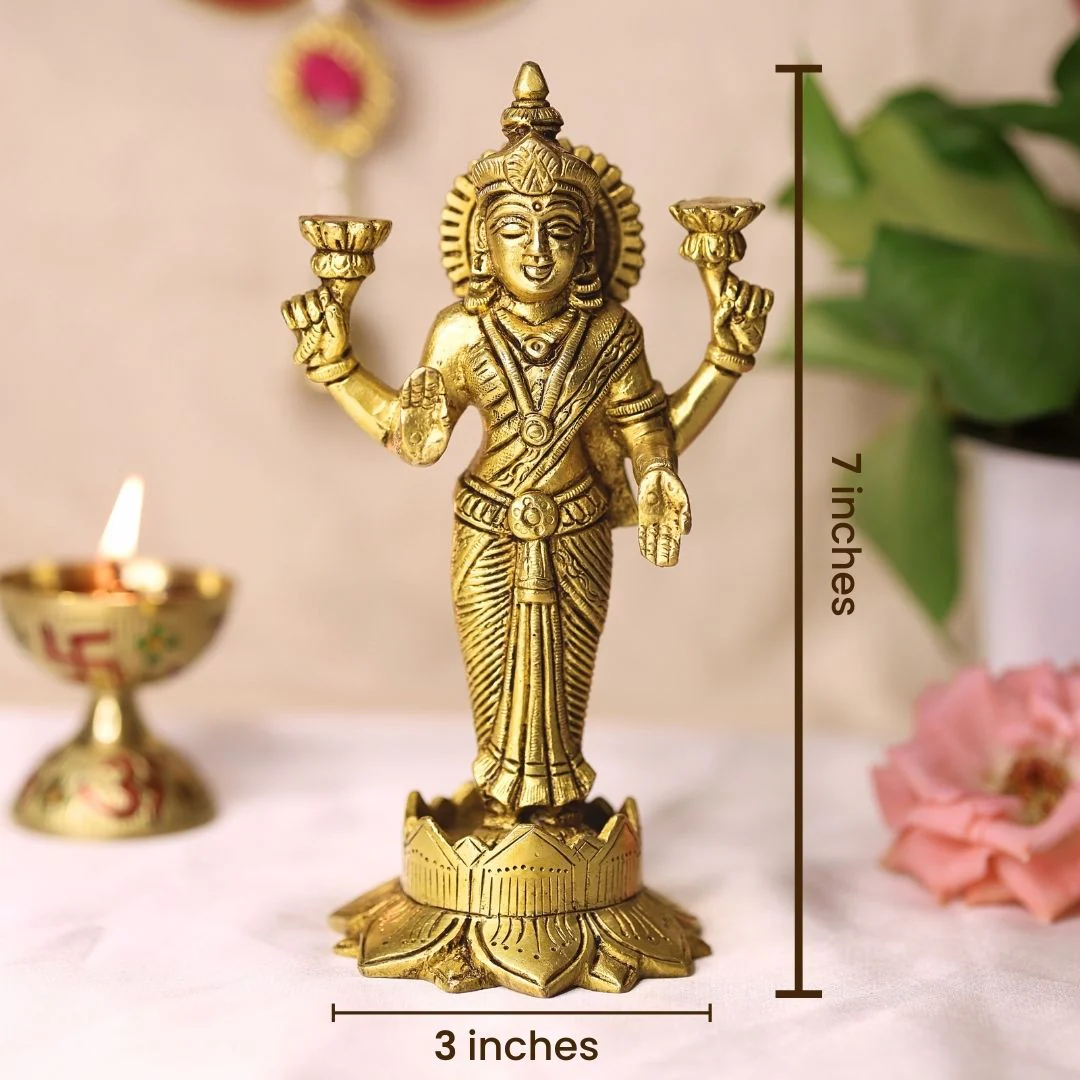 Goddess Lakshmi Brass Idol - Image 3