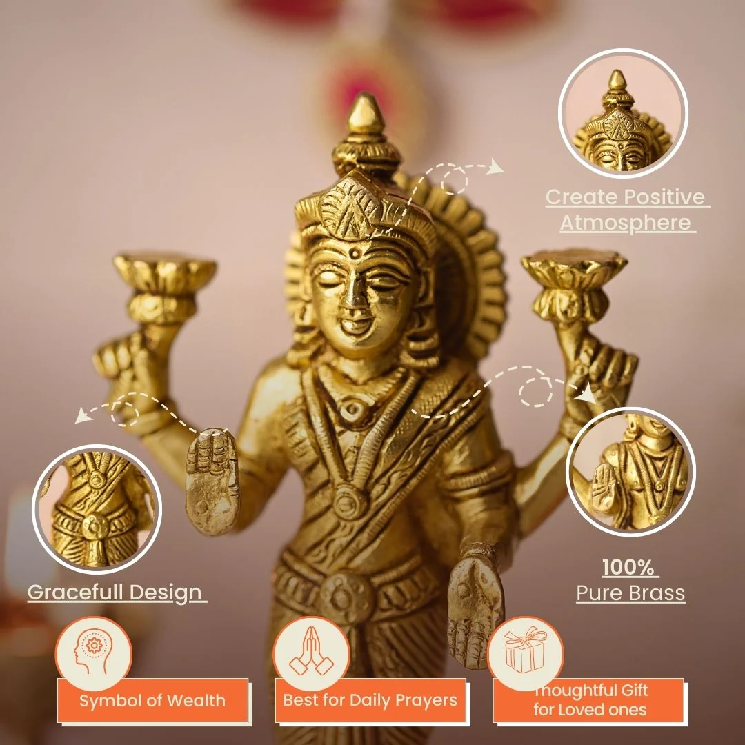 Goddess Lakshmi Brass Idol - Image 4