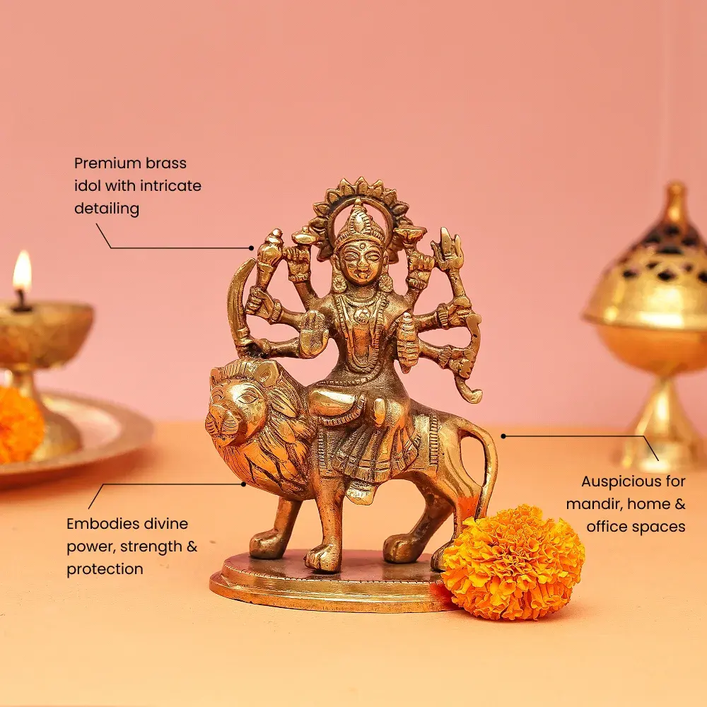 Goddess Maa Durga Brass Idol - Image 3