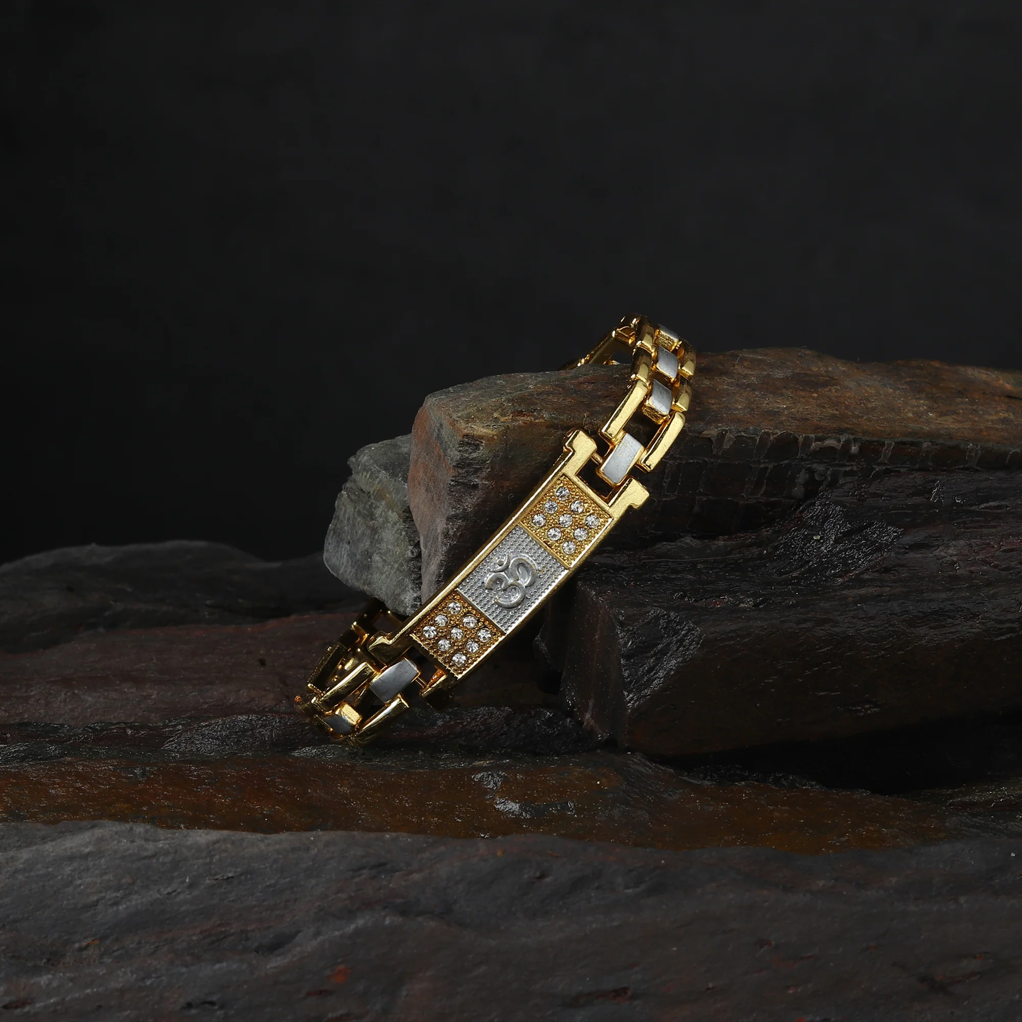 Gold Plated Duotone Om Serenity Bracelet - Image 3