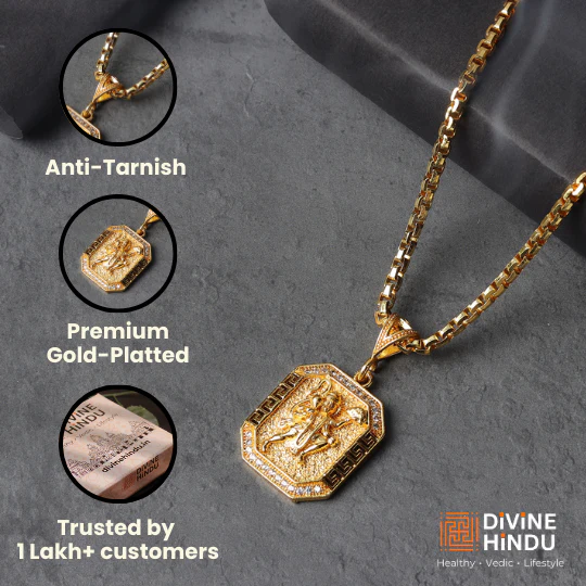 Gold Plated Hanuman Pendant with Chain - Image 3
