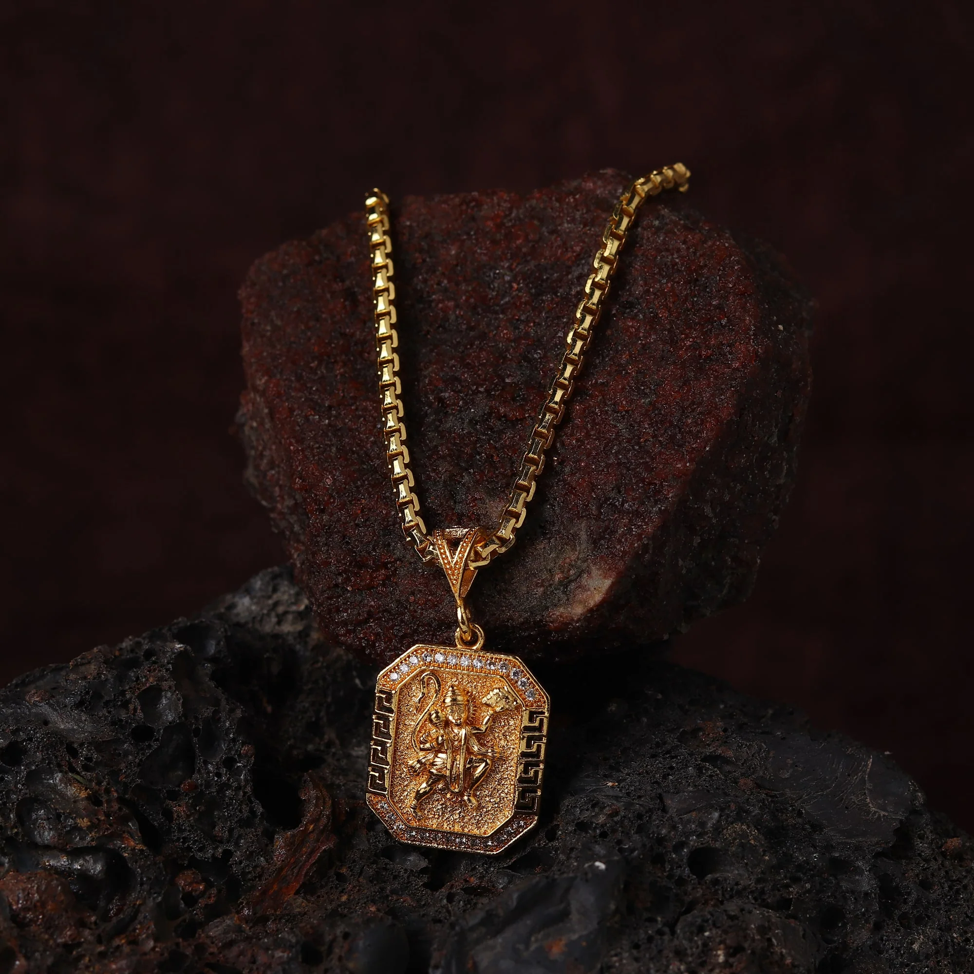 Gold Plated Hanuman Pendant with Chain - Image 5