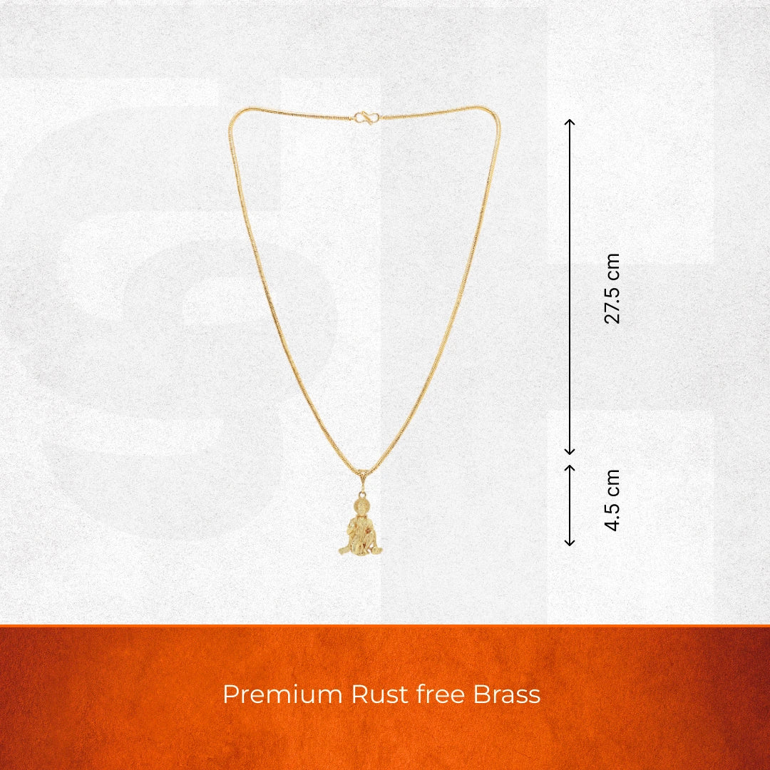 Gold Plated Lord Hanuman Sitting Pendant - Image 3