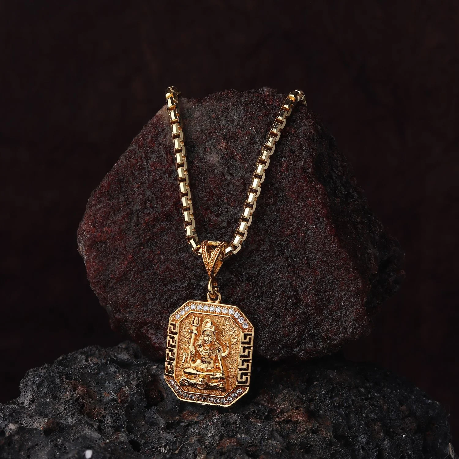 Gold Plated Lord Shiva Mahadev Pendant Chain Necklace - Image 4