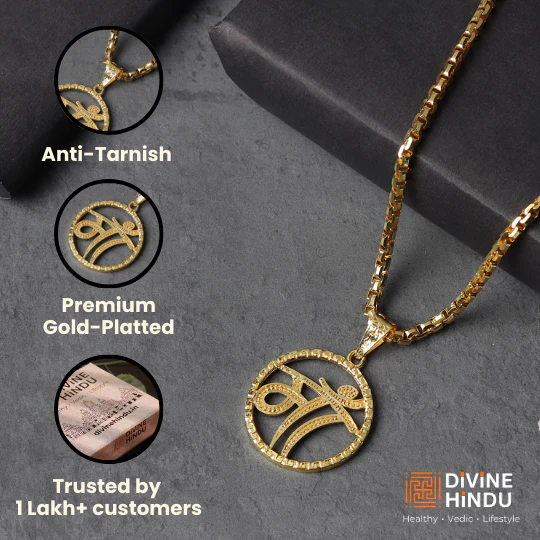 Gold Plated MAA Circle Design Pendant Necklace - Image 3