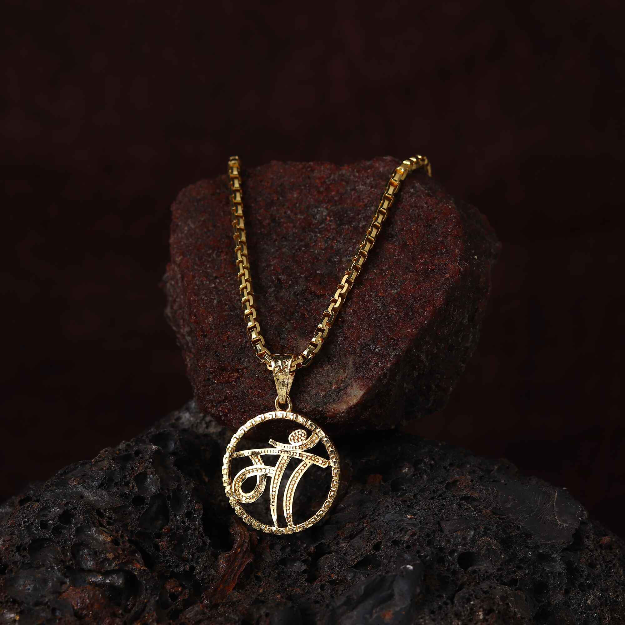 Gold Plated MAA Circle Design Pendant Necklace - Image 4