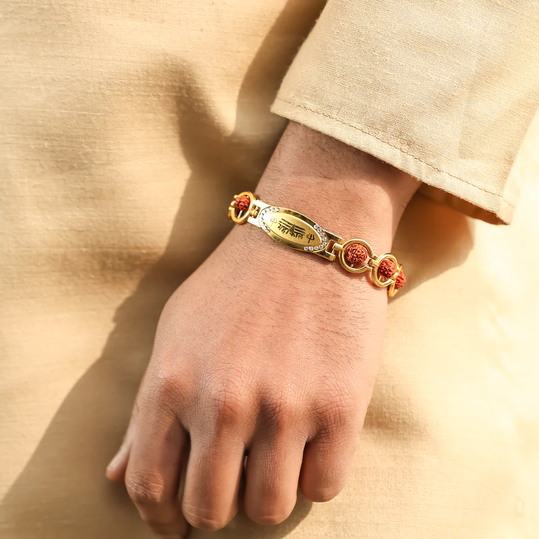 Gold Plated Mahakal Rudraksha Bracelet - Image 3