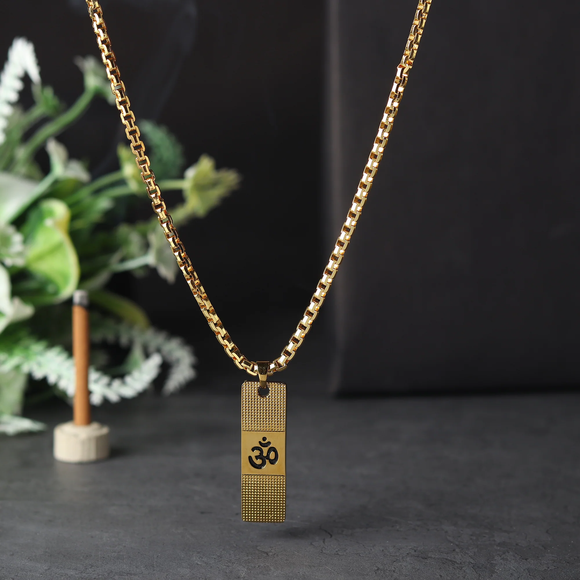 Gold Plated OM Pendant With Chain - Image 3