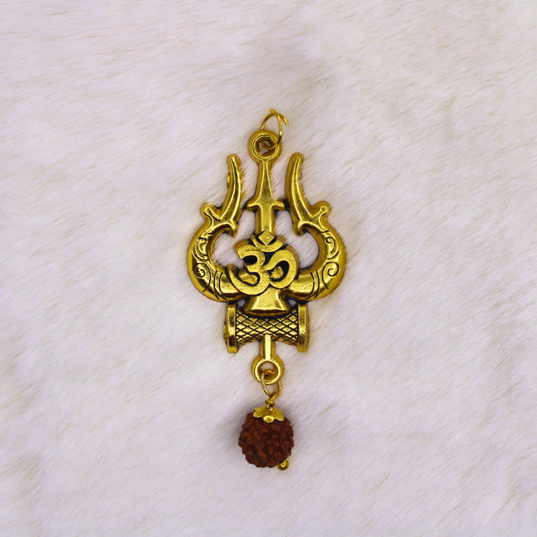 Gold Plated OM Shiva Trishool Pendant - Image 3