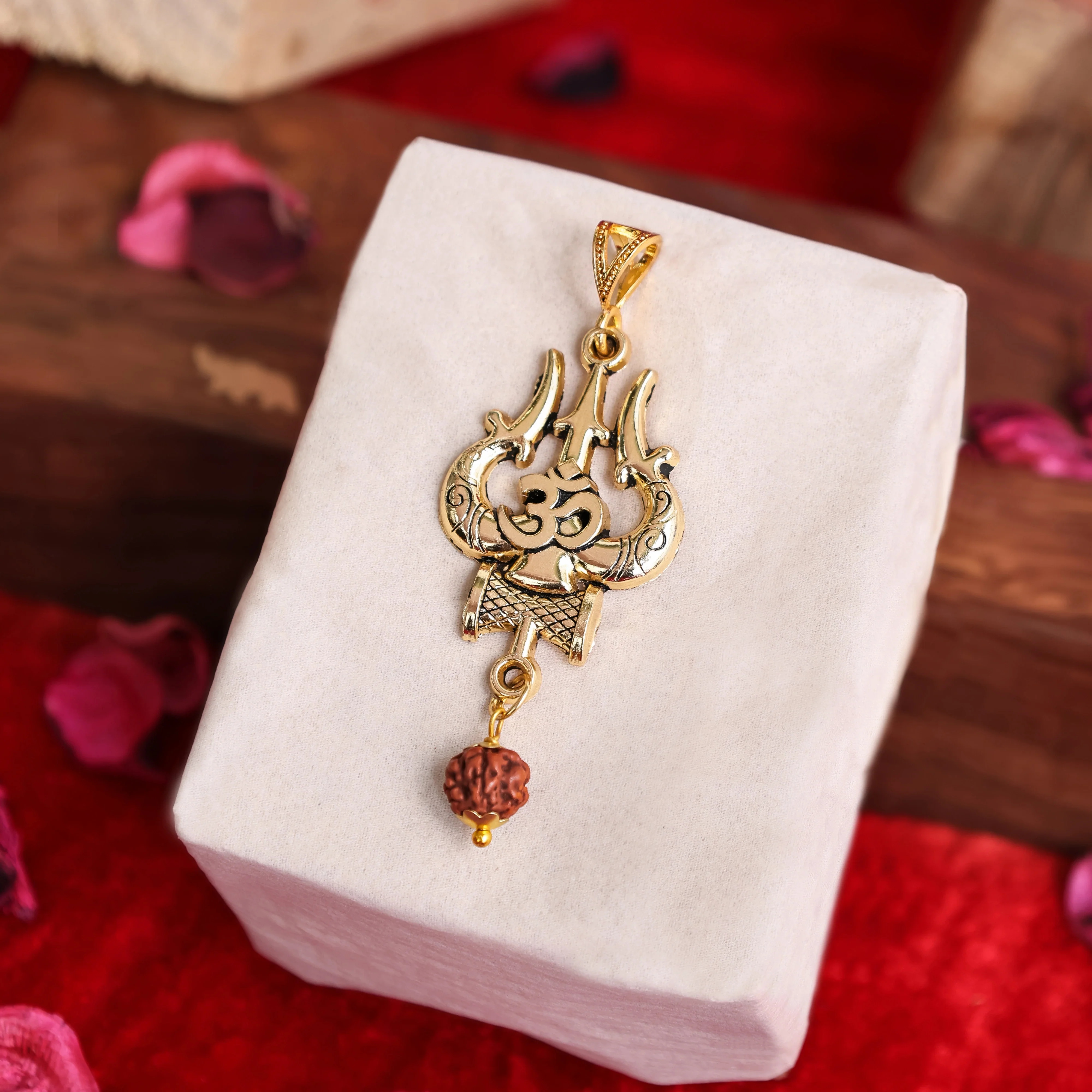 Gold Plated OM Shiva Trishool Pendant - Image 4