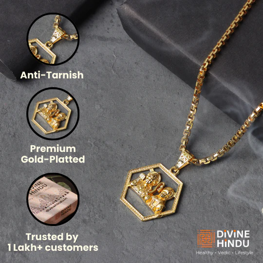 Gold Plated Ram and Sita Pendant with Chain - Image 3