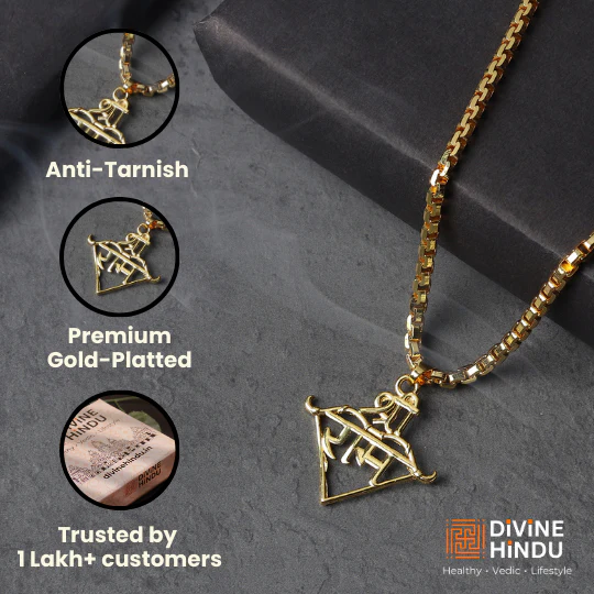 Gold Plated Ram Baan Dhanus Pendant Necklace - Image 3