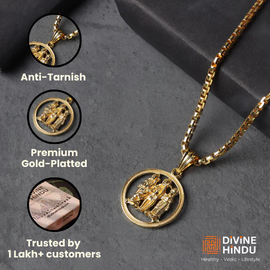 Gold Plated Ram Sita Laxman Pendant With Chain - Image 4
