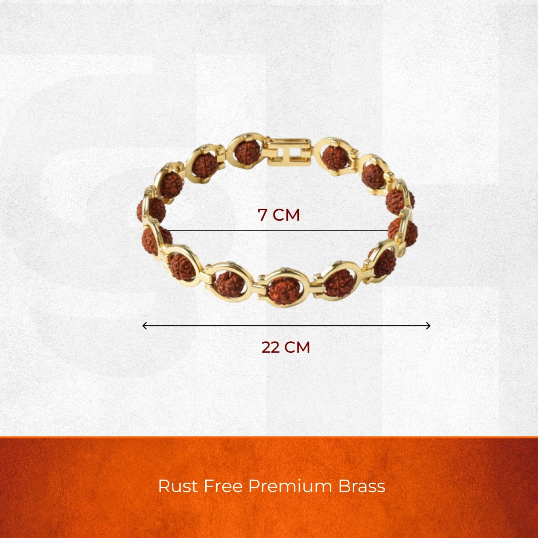 Gold Plated Round Rudraksha Bracelet - Image 4