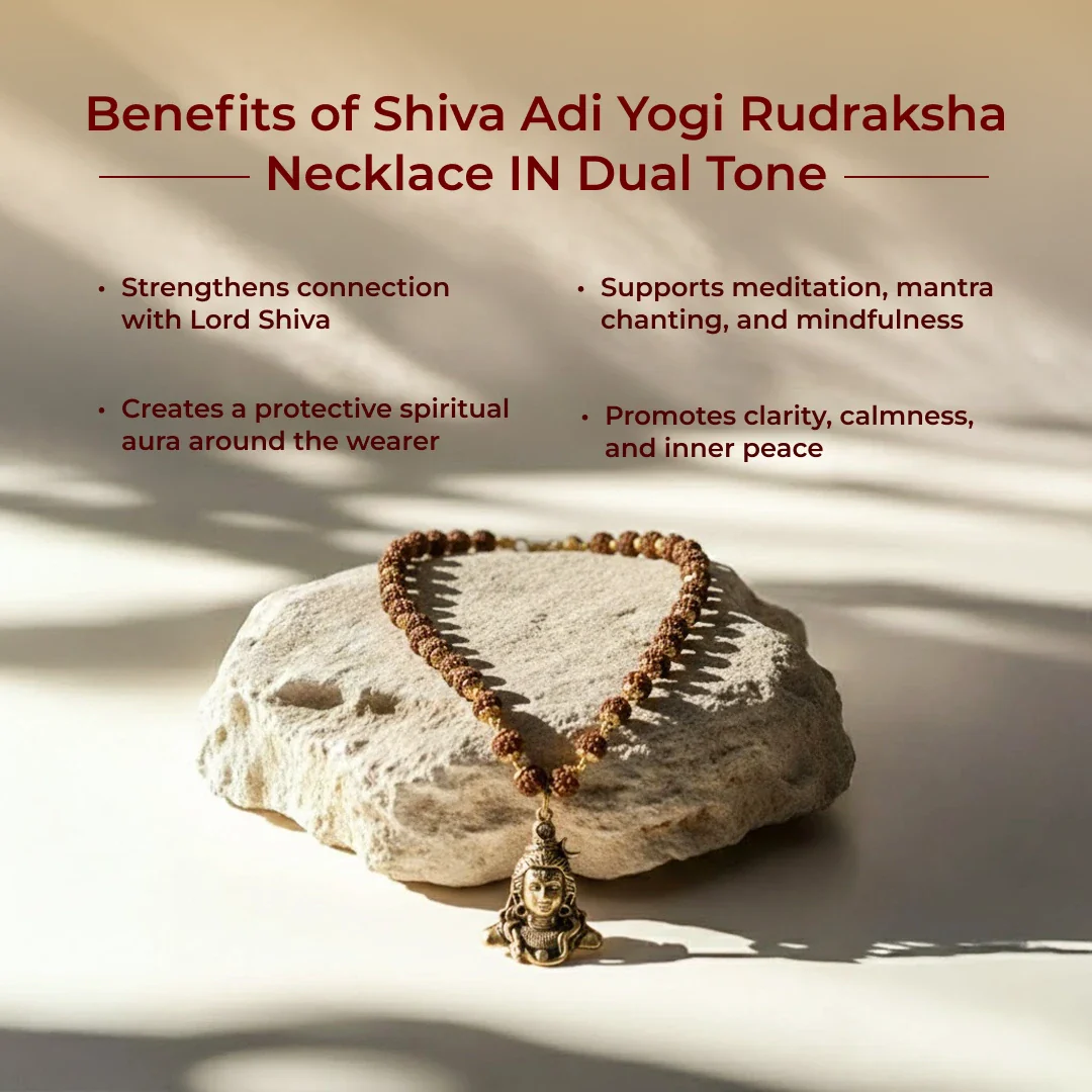 Shiva Adi Yogi Rudraksha Necklace IN Dual Tone - Image 3