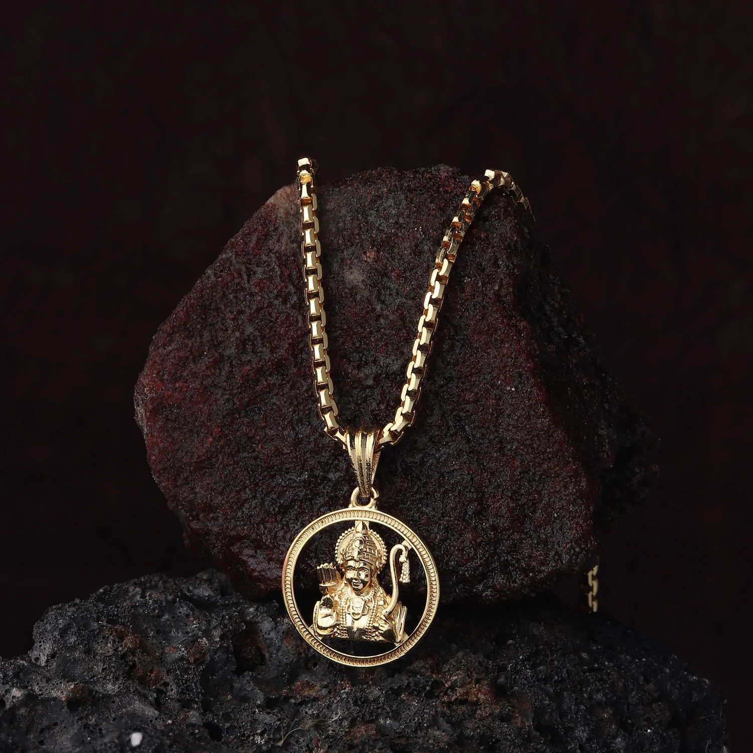 Gold Plated Shree Ram Pendant Chain Necklace - Image 4