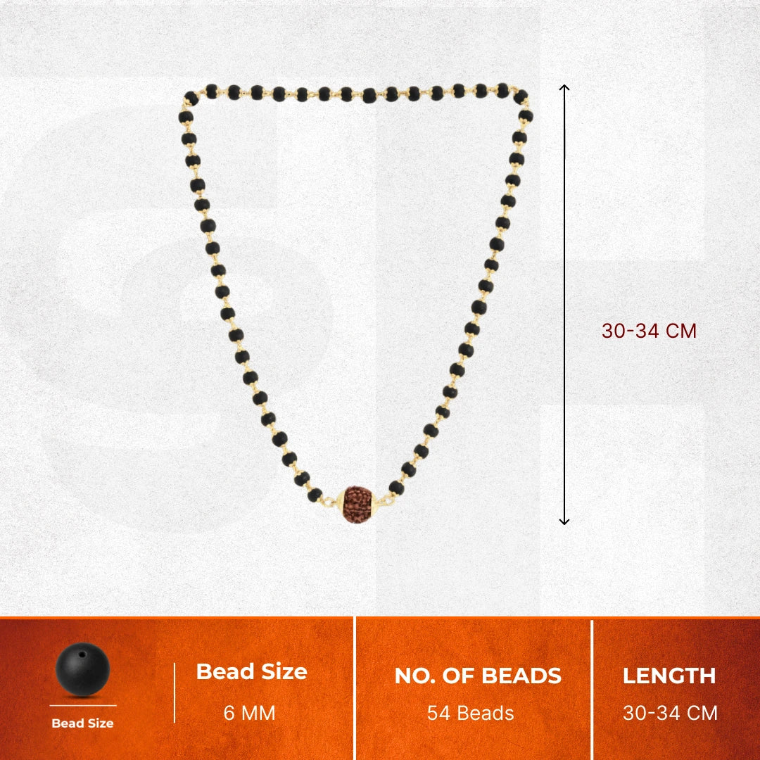 Karungali Mala in Silver-Cap with 5 Mukhi Rudraksha - Image 7