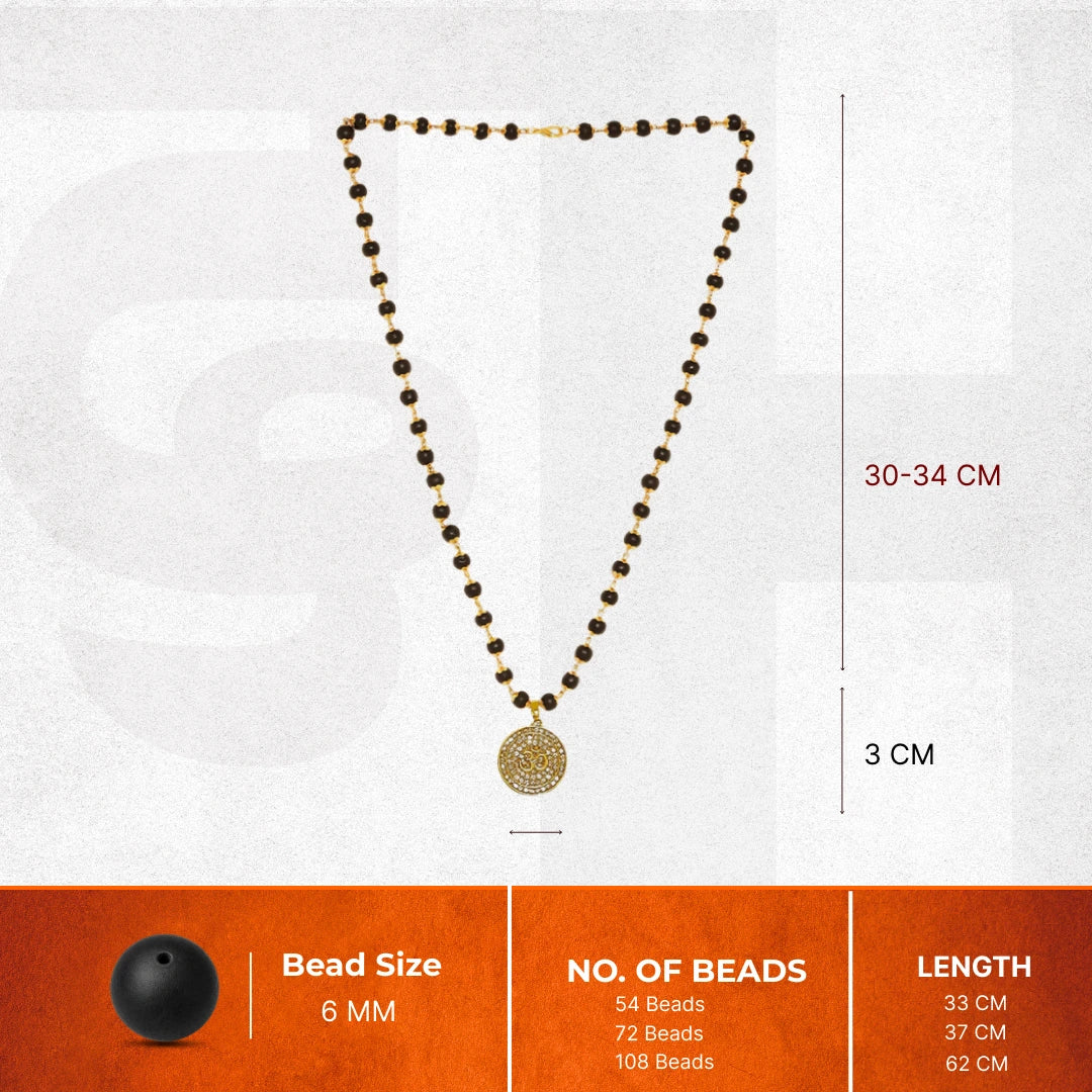 Divine Karungali Malai with Gold Capped Beads & Om Pendant - Image 7