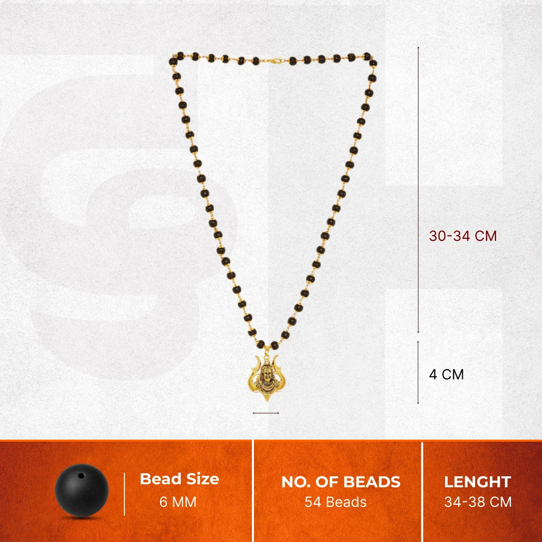 Divine Karungali Malai with Gold Capped Beads & Shiv Trishul Pendant - Image 7