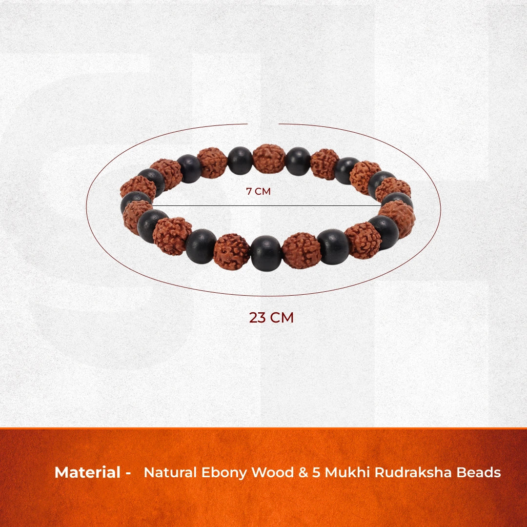 Karungali Rudraksha Bracelet - Natural Ebony Wood & 5 Mukhi Rudraksha Beads - Image 5