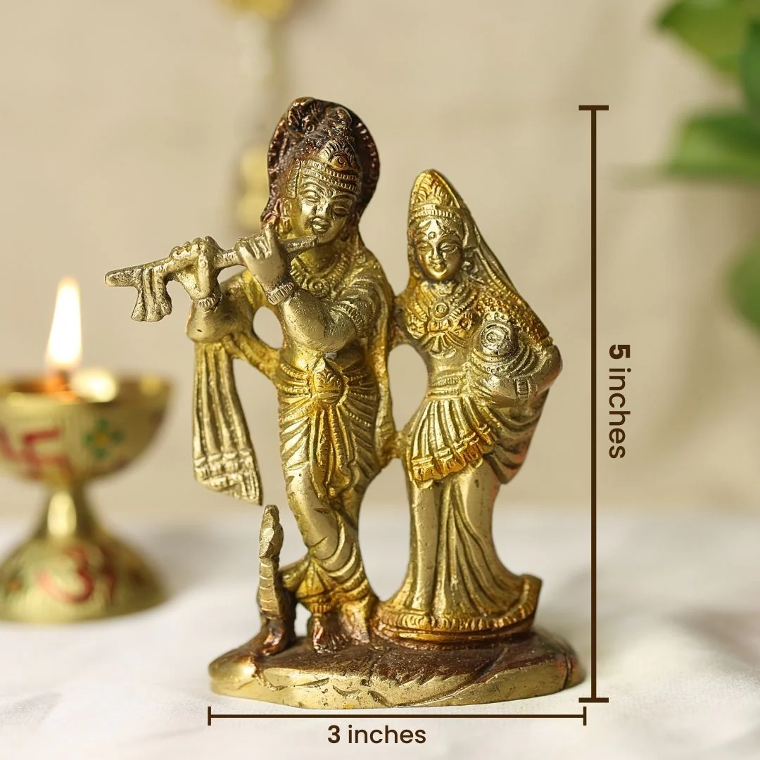 Lord Radha Krishna Brass Idol - Image 4