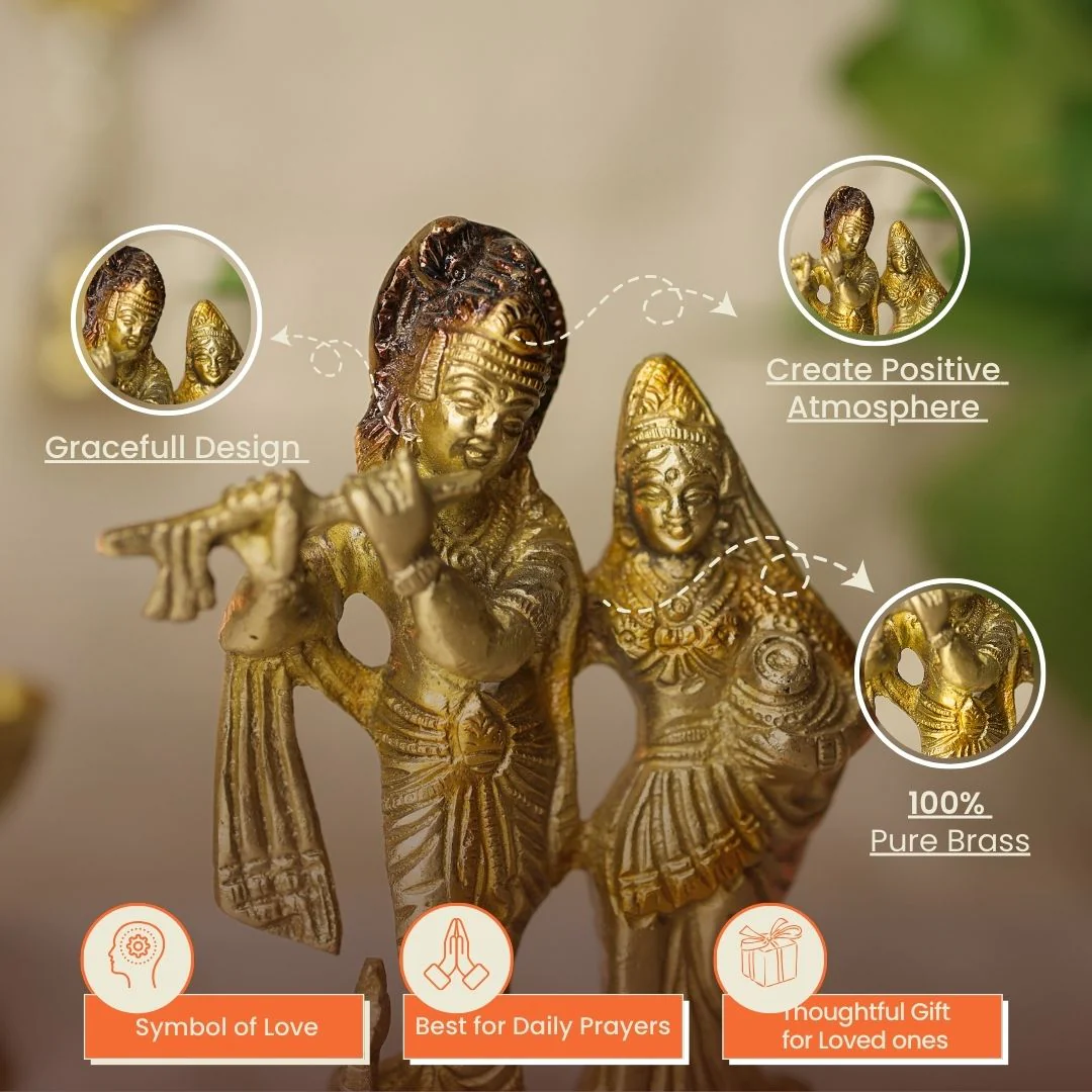 Lord Radha Krishna Brass Idol - Image 5