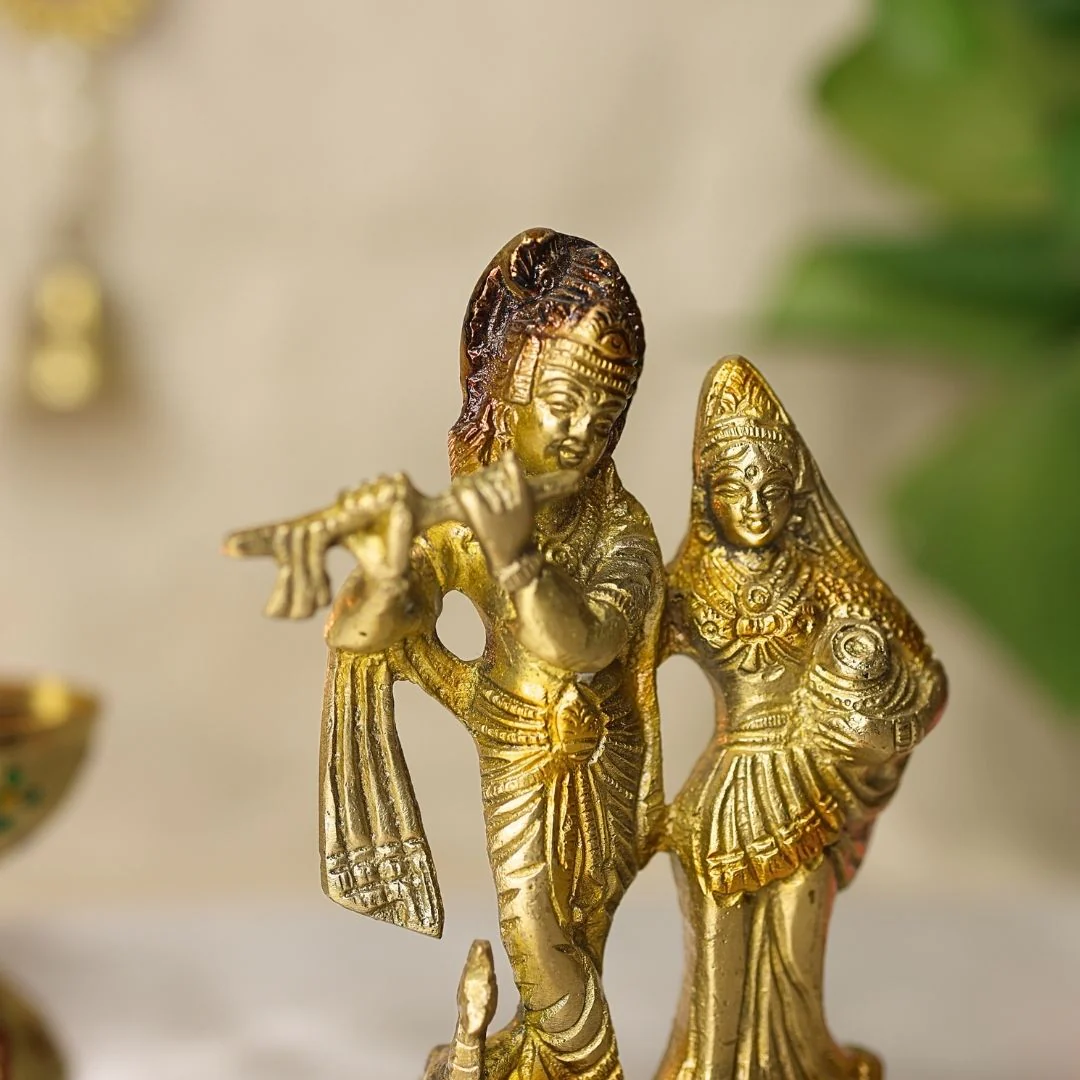 Lord Radha Krishna Brass Idol - Image 6