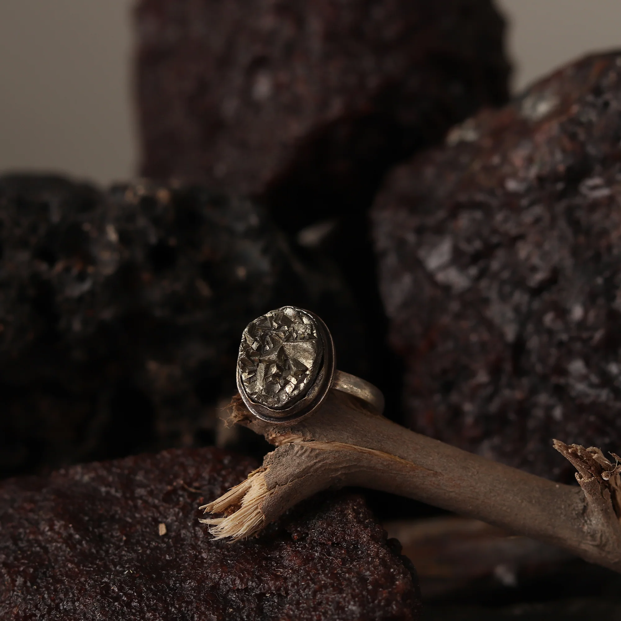 Raw Pyrite Stone Ring - Financial Prosperity - Image 3