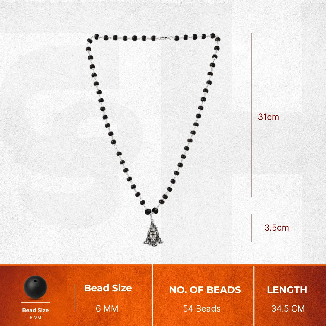 Shiv Pendant Karungali Malai Silver Cap Necklace with Govt. Certification - Image 5