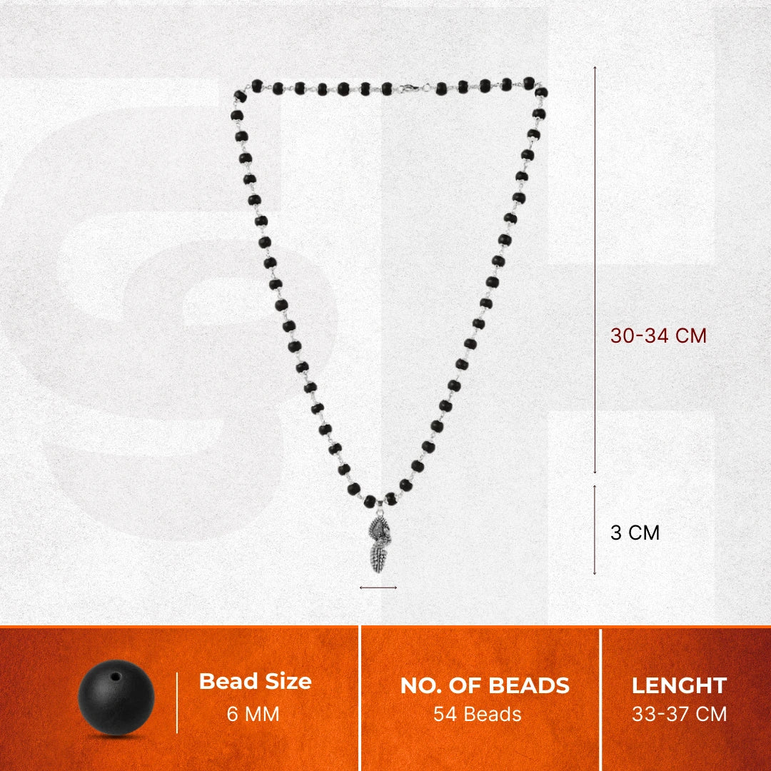 Silver Cap Karungali Mala with Vel Peacock Pendant - Image 5