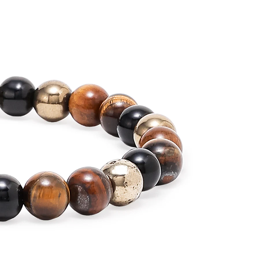 Tiger's Eye, Pyrite & Black Obsidian Triple Protection Wealth Bracelet - Image 8