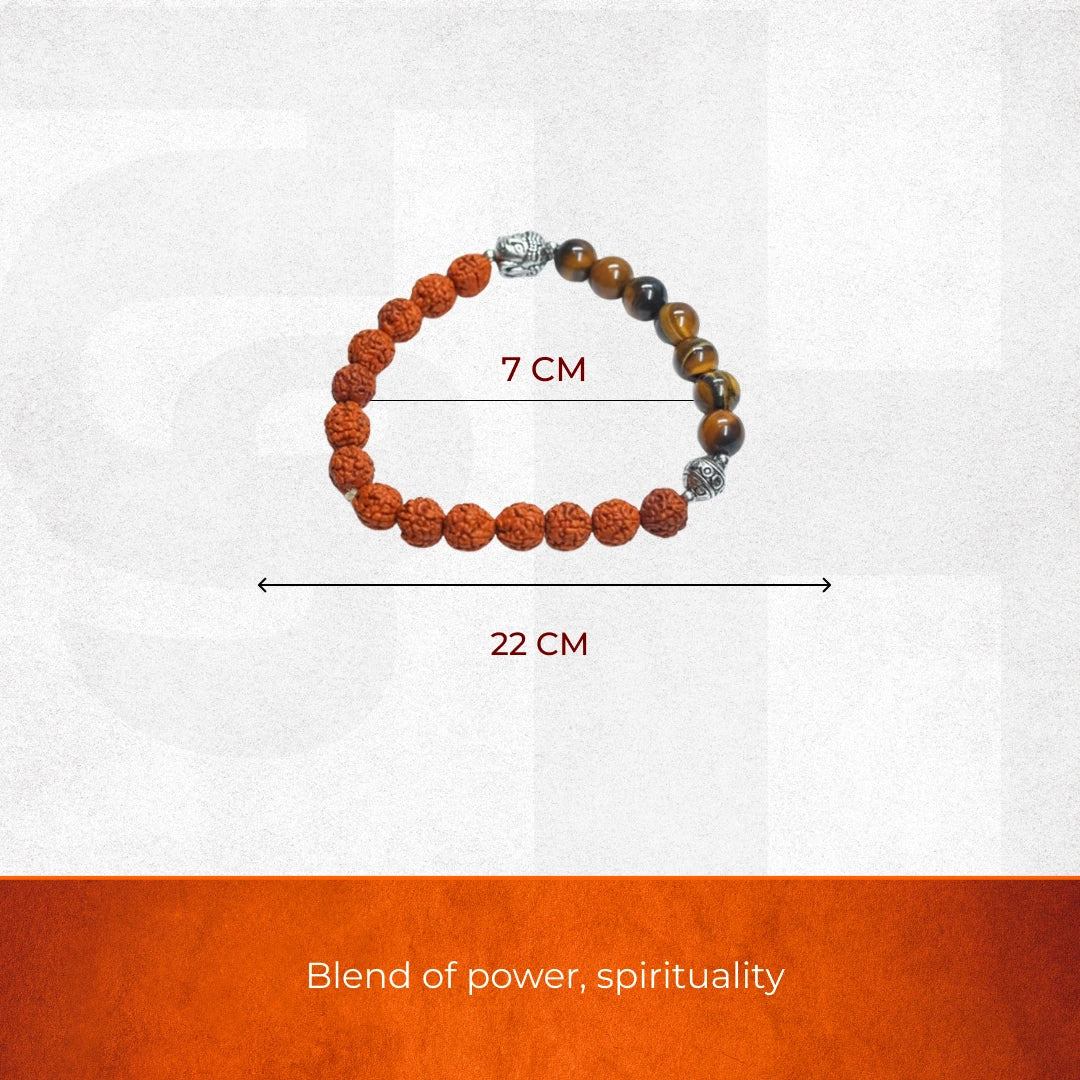 Spiritual Harmony Bracelet - Tiger's Eye, Rudraksha, and Buddha Symbol - Image 4